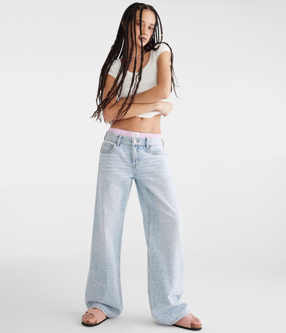 Low-Rise Baggy Wide Leg Hearts Jean