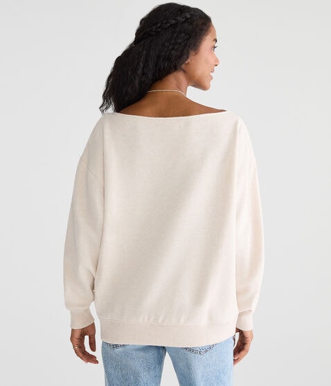 Cloud Soft Plaid Teddy Bear Off-The-Shoulder Sweatshirt Cloud Soft Plaid Teddy Bear Off-The-Shoulder Sweatshirt