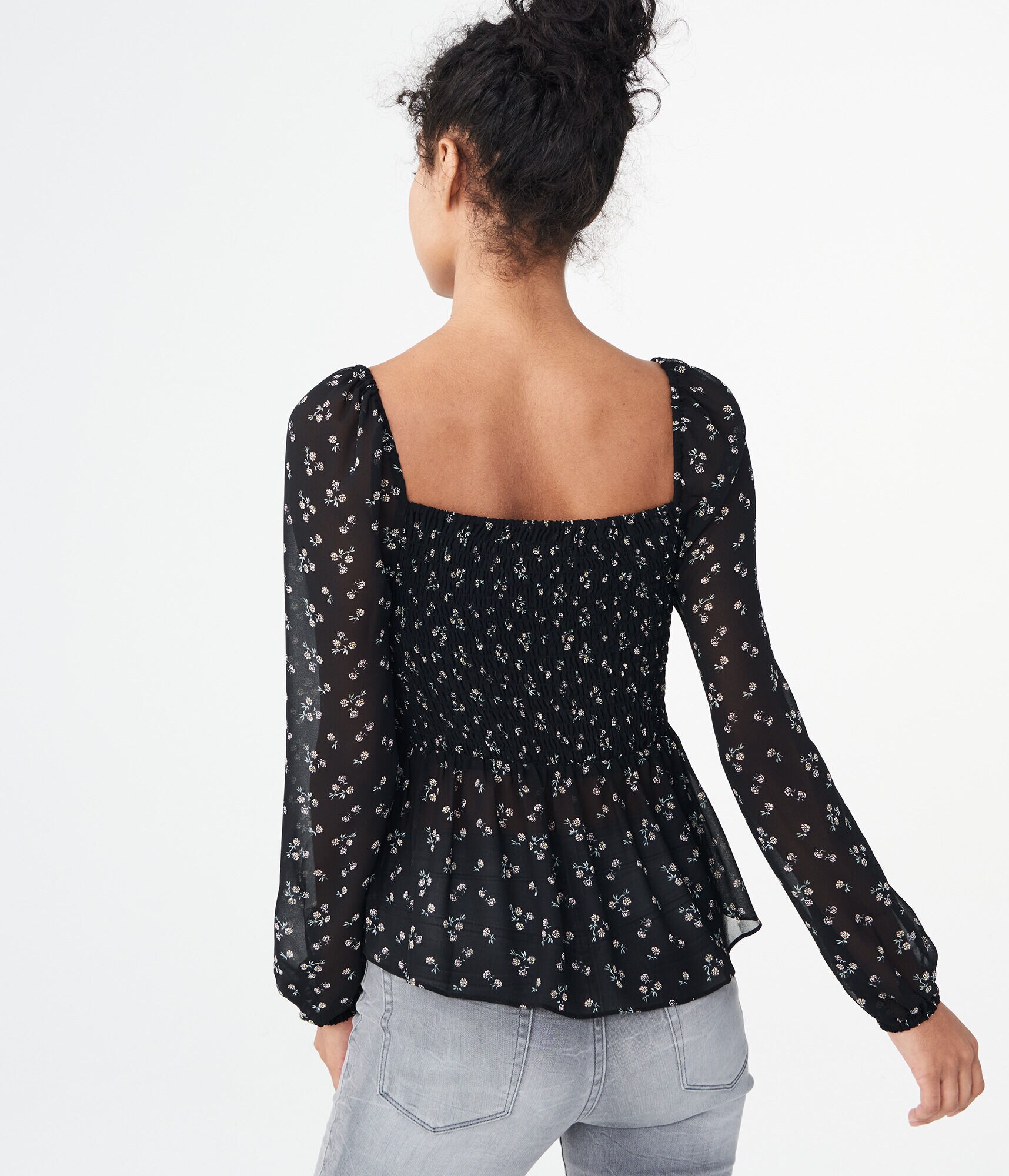 Long Sleeve Floral Smocked Top