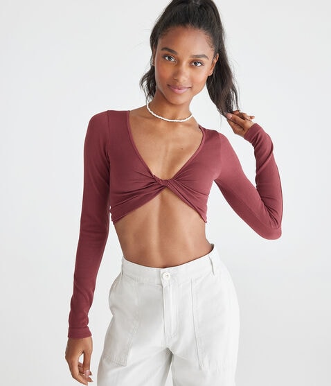 Long Sleeve Seamless Wear 3 Ways Crop Top