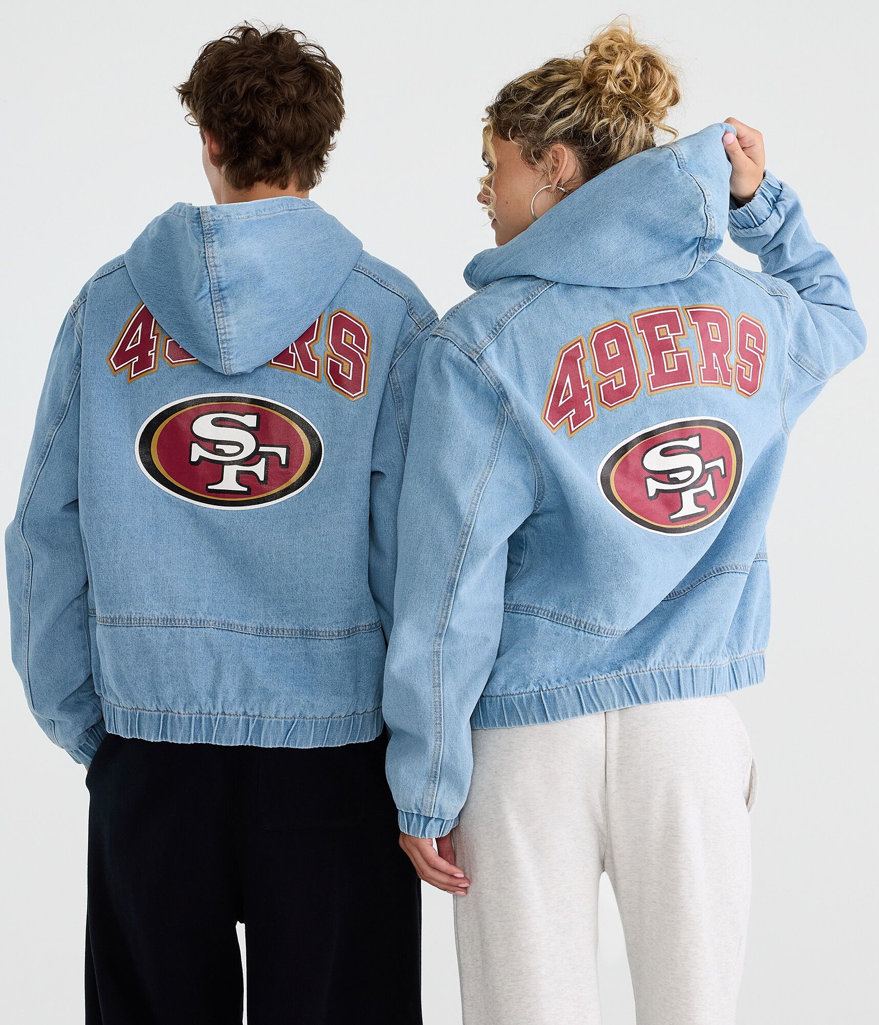 San Francisco 49ers Full-Zip Hooded Denim Jacket