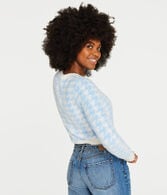 Fuzzy Houndstooth Cropped Cardigan