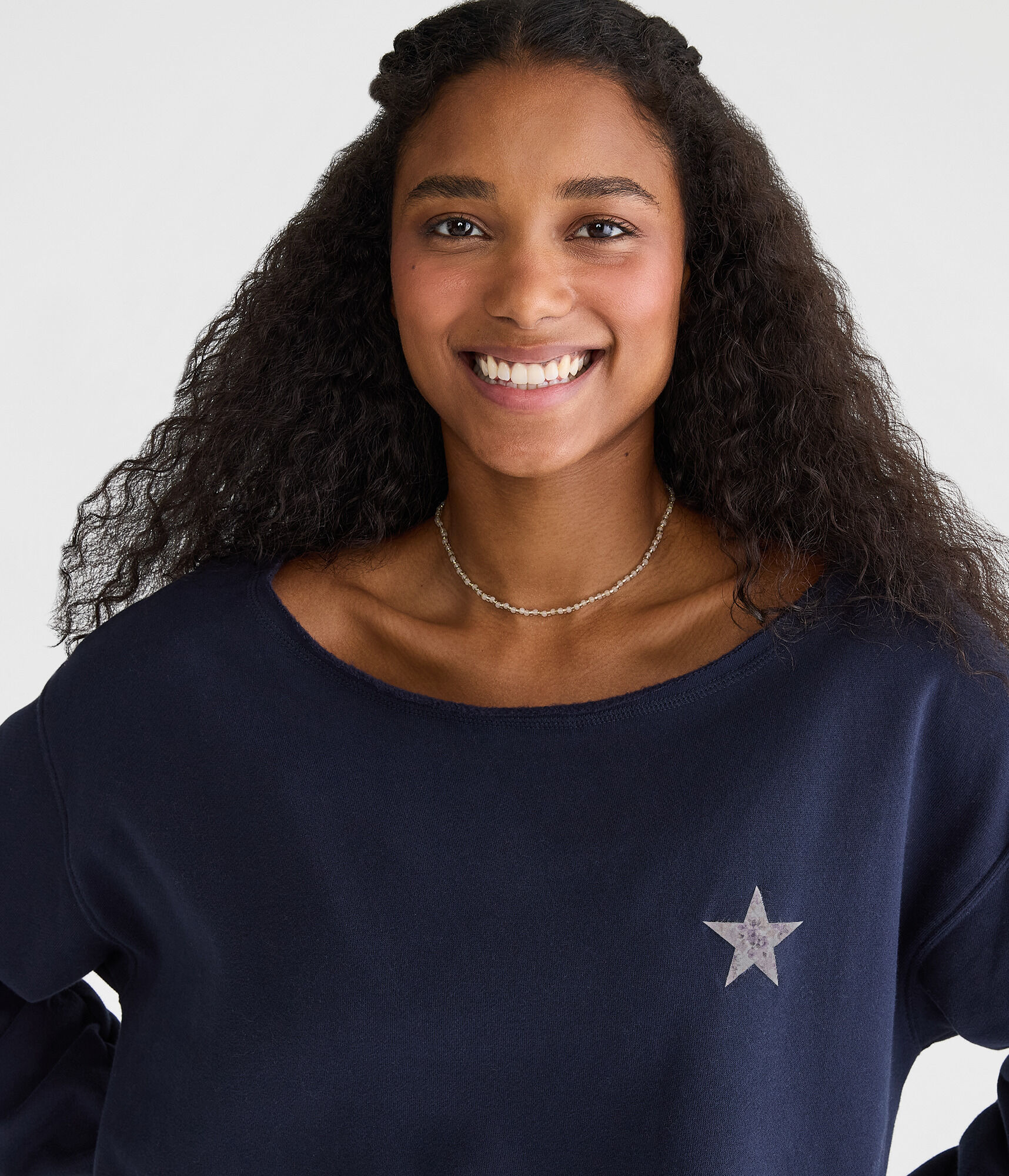 Floral Star Off-The-Shoulder Sweatshirt
