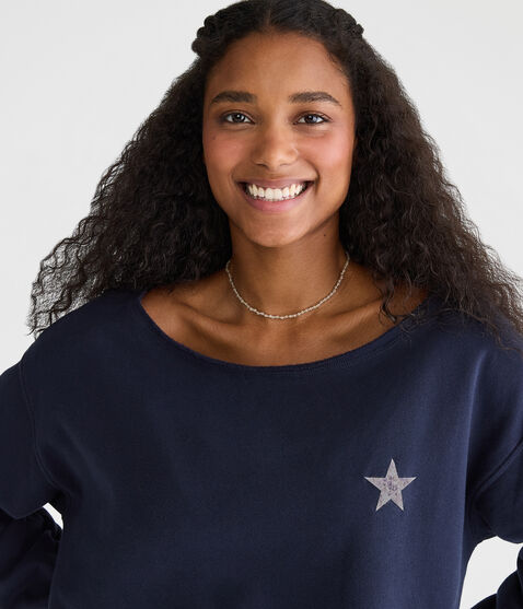Cloud Soft Floral Star Off-The-Shoulder Sweatshirt Cloud Soft Floral Star Off-The-Shoulder Sweatshirt