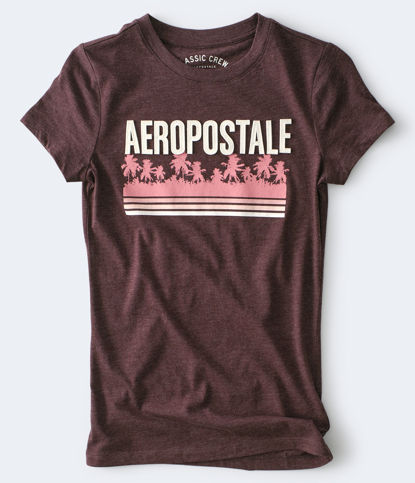 Aeropostale Palm Tree Stripe Appliqu&eacute; Graphic Tee