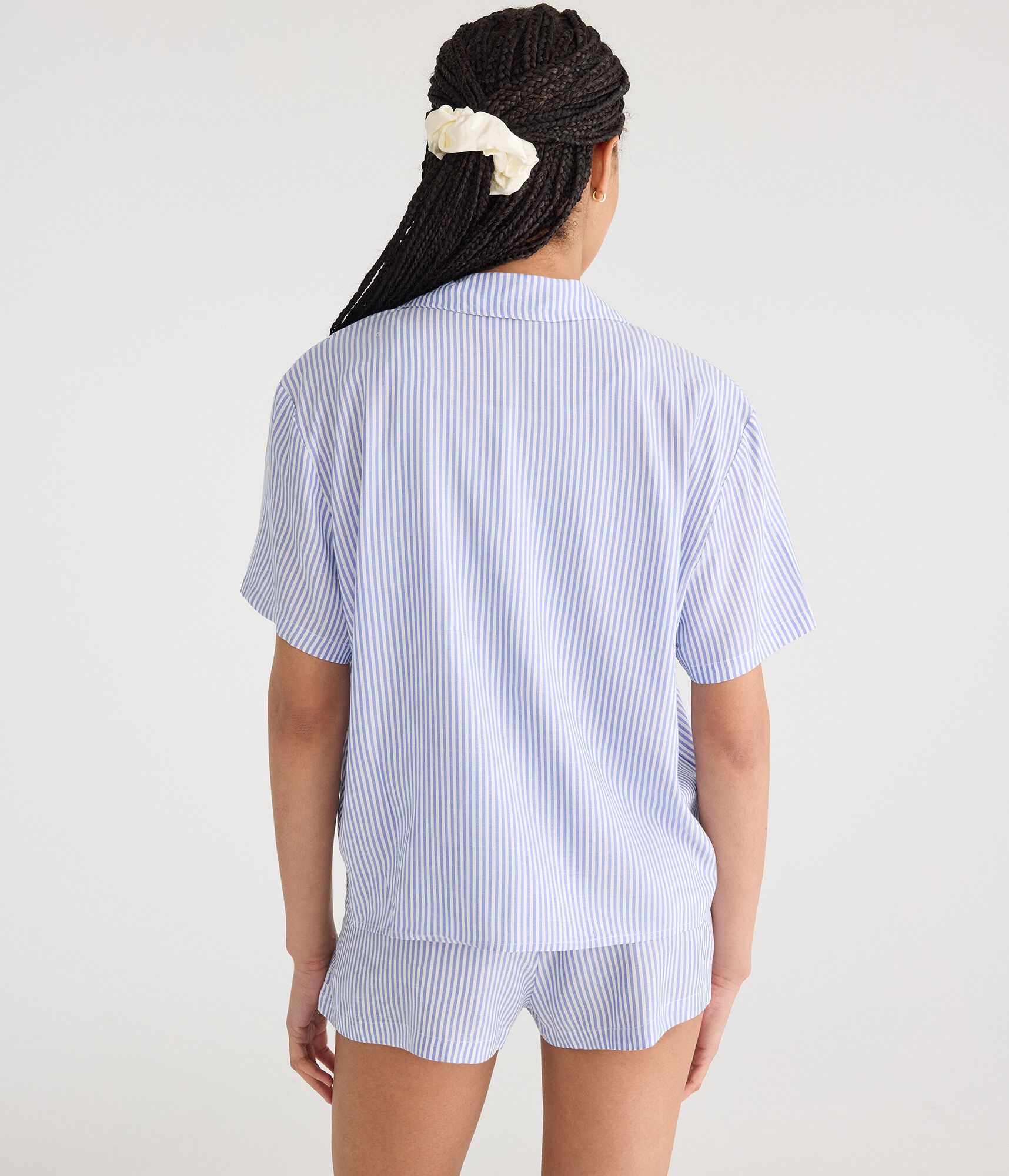 Short Sleeve Vertical Stripe Sleep Shirt