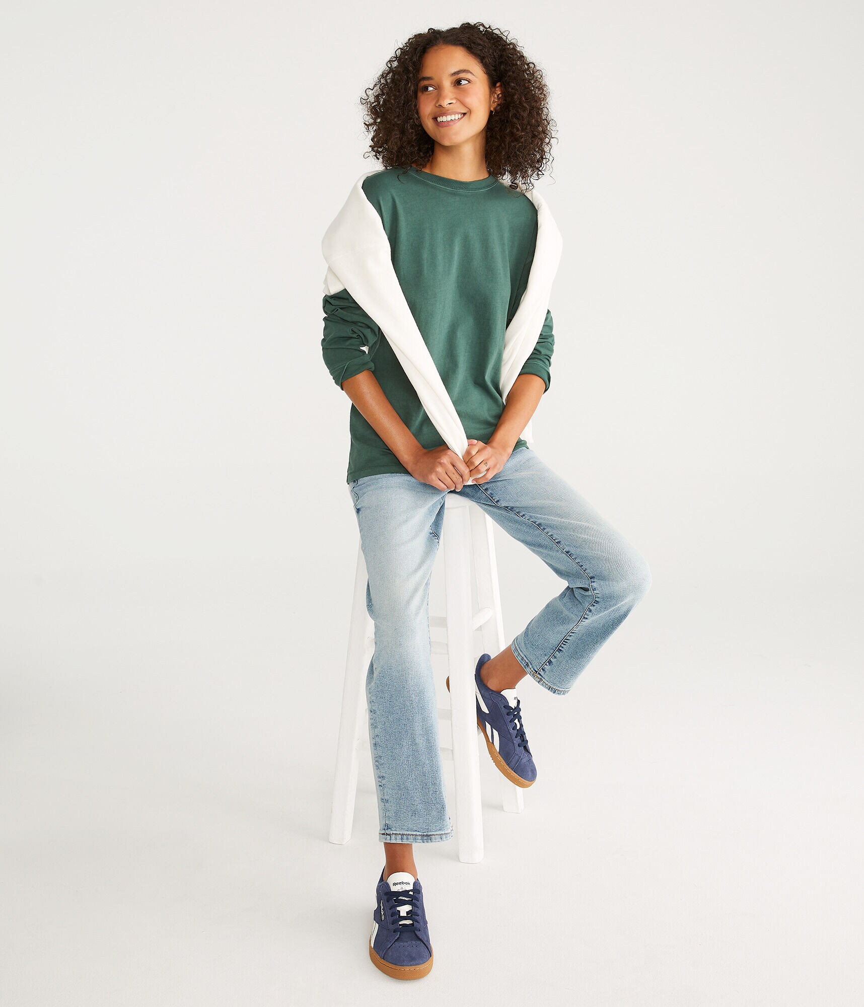 Long Sleeve Washed Loose Fit Crew Tee