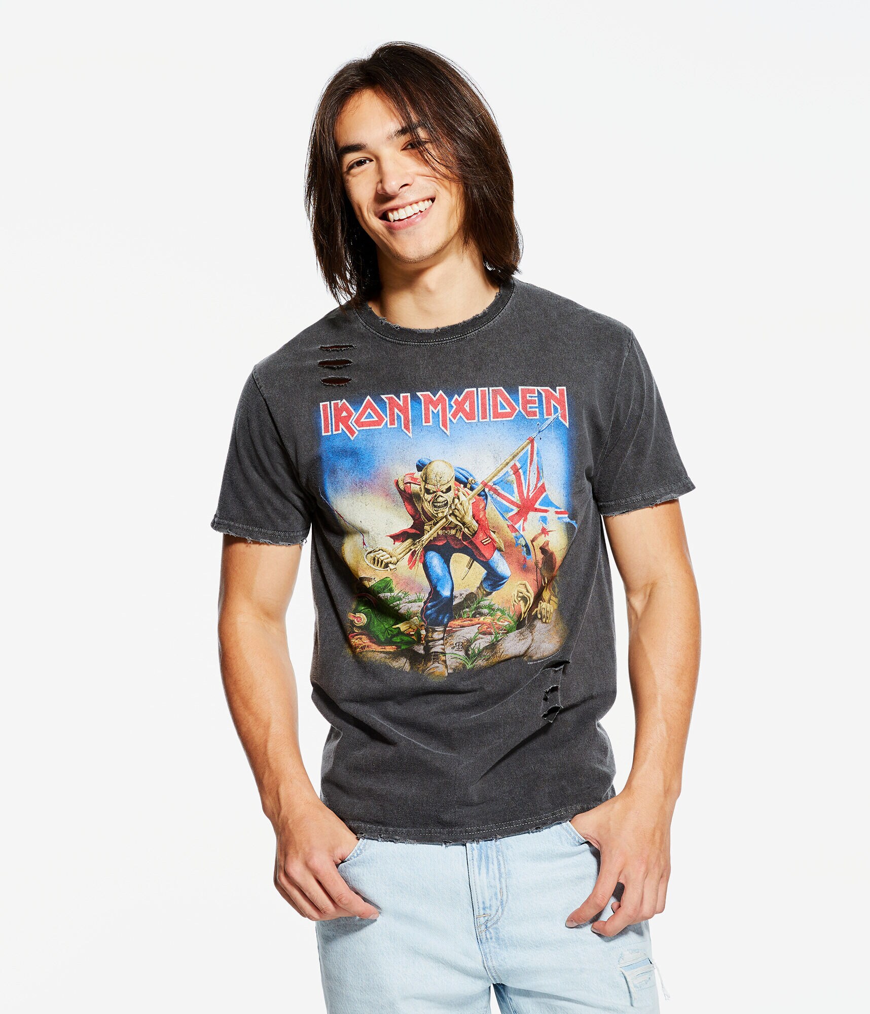 Iron Maiden Eddie The Trooper Destroyed Graphic Tee