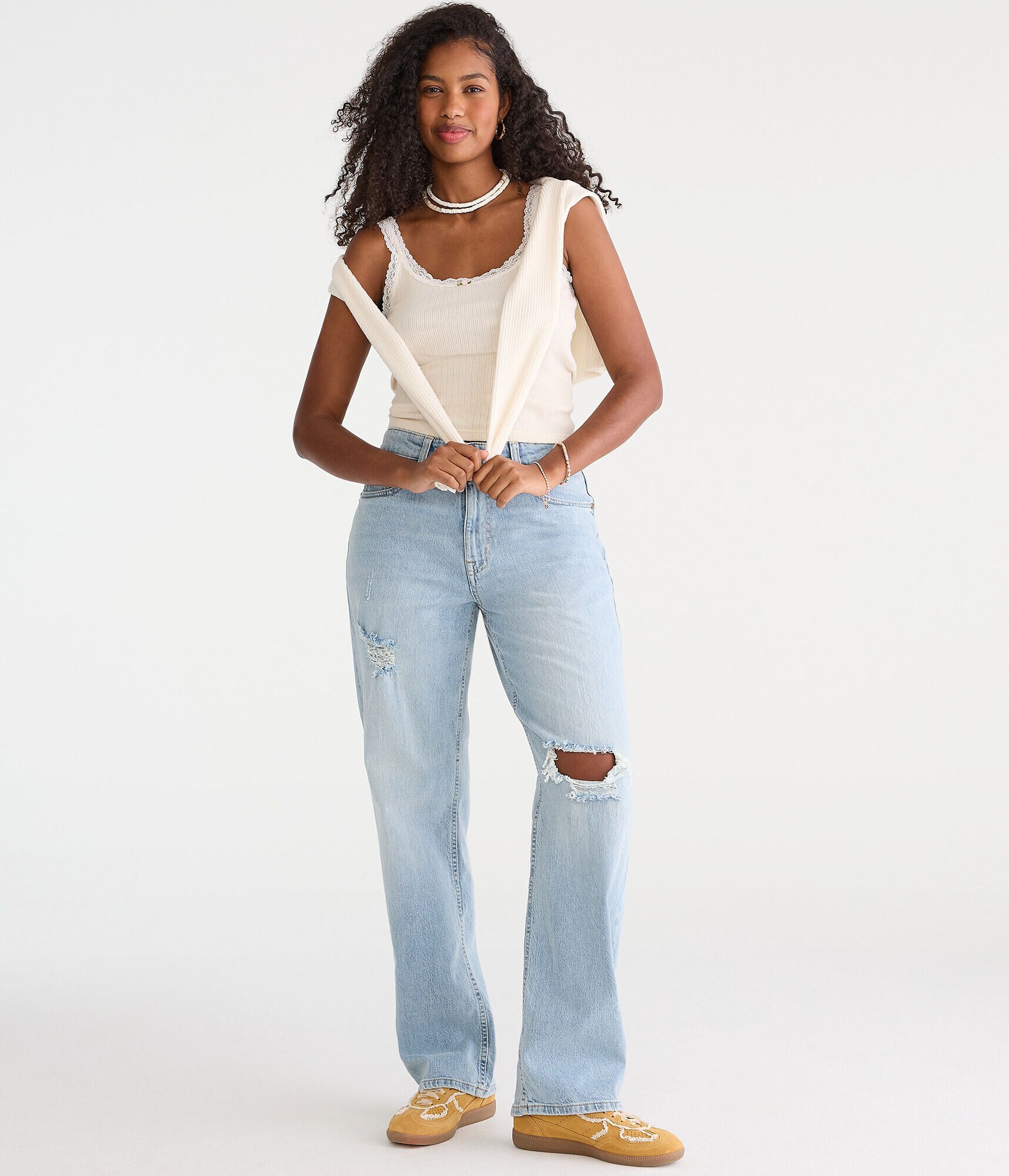 Curvy High-Waisted Baggy Jean