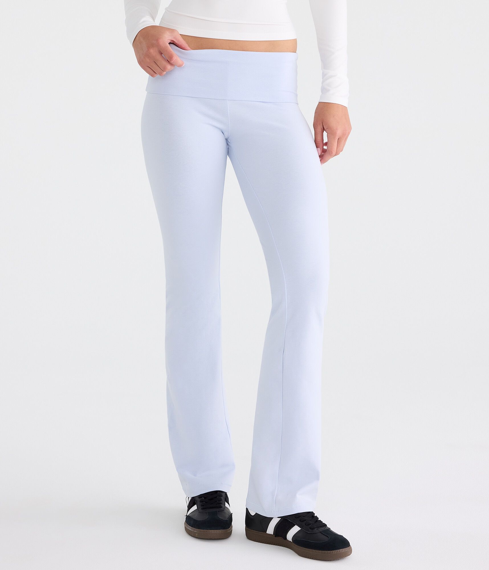 D&eacute;j&agrave; For Aero Gold Coast Rhinestone Low-Rise Fold-Over Flare Pants