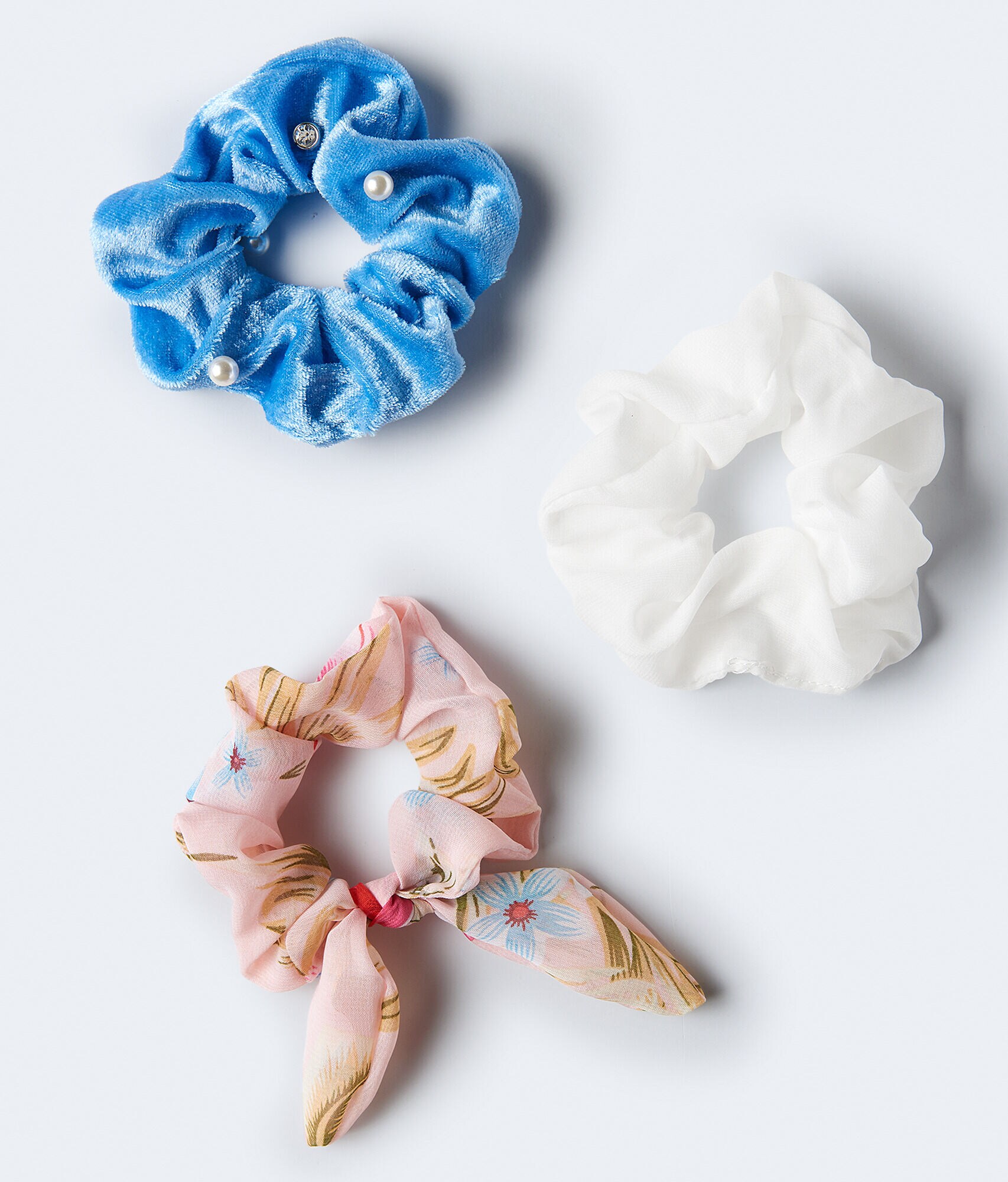 Tropical Flower Bow Scrunchie 3-Pack