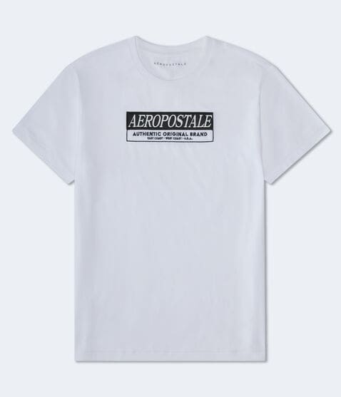 Aeropostale Box Logo Appliqué Graphic Tee Aeropostale Box Logo Appliqué Graphic Tee
