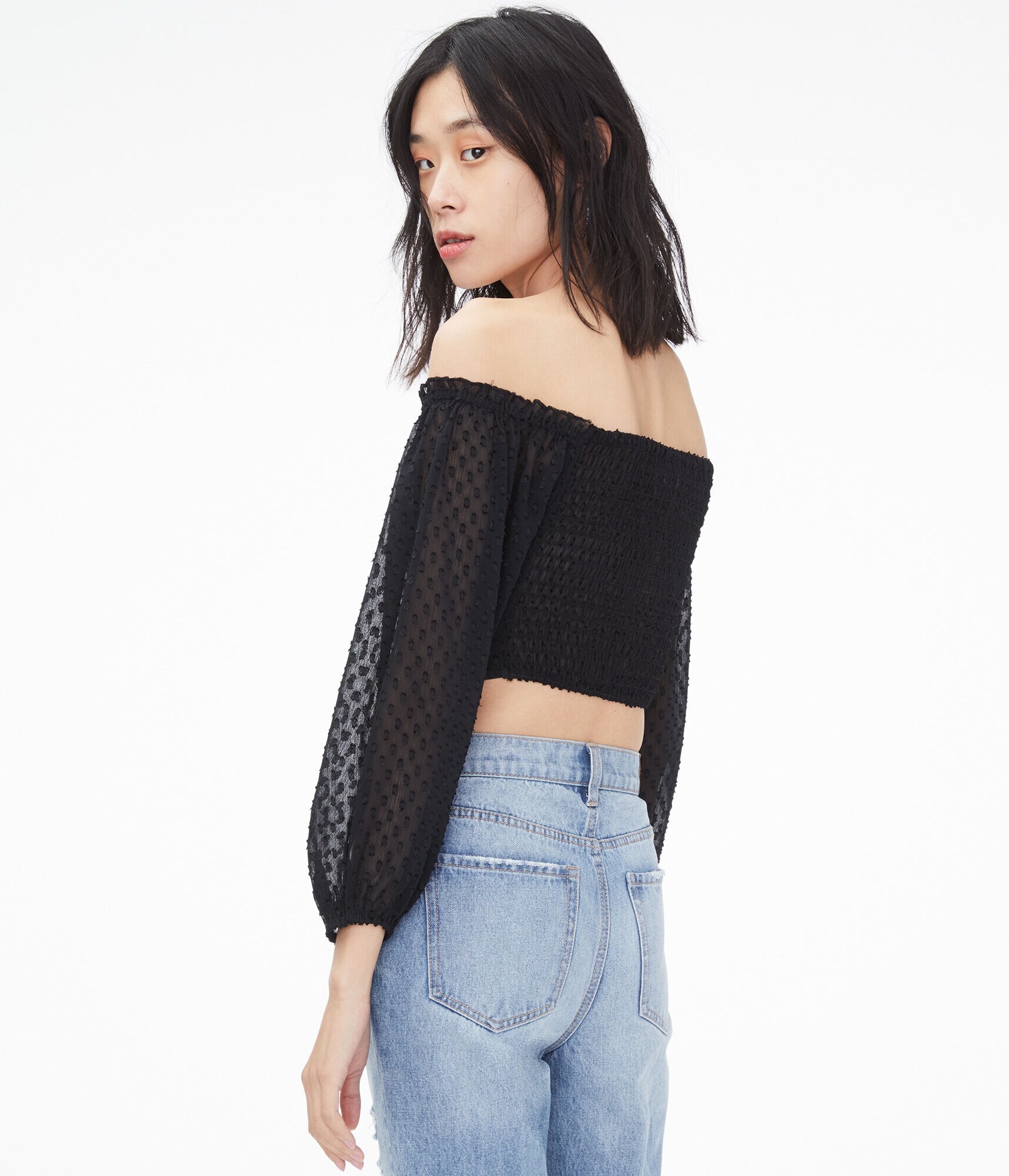 Lace-Up Off-The-Shoulder Crop Top