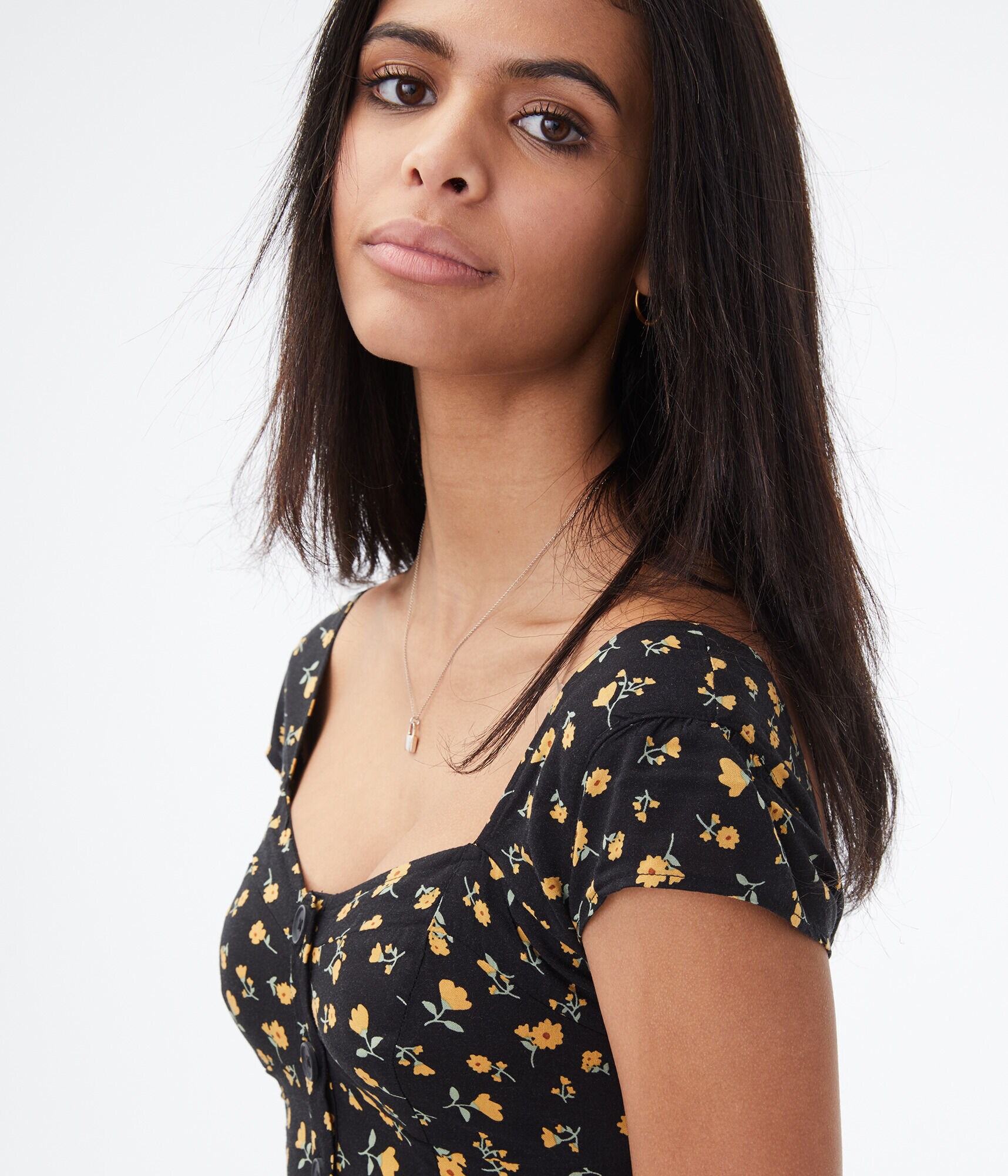 Floral Button-Front Dress