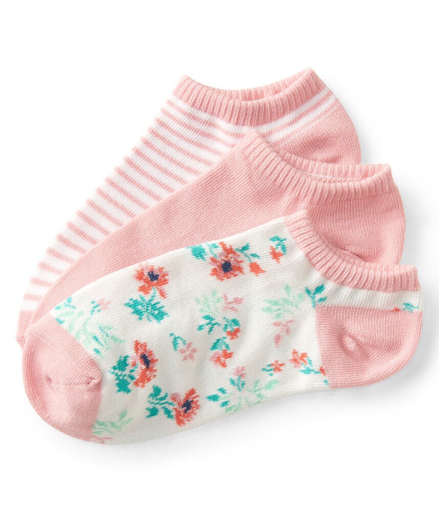 3-Pack Solid, Striped and Floral Ankle Socks