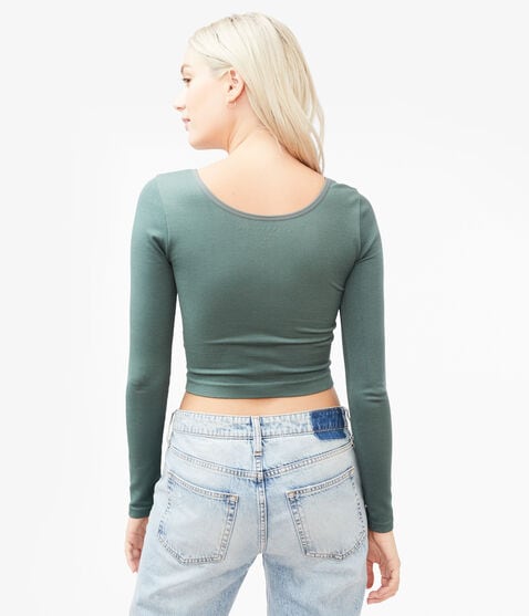 Long Sleeve Seamless V-Neck Crop Top Long Sleeve Seamless V-Neck Crop Top