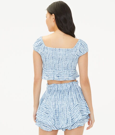 Floral Laced-Front Crop Top