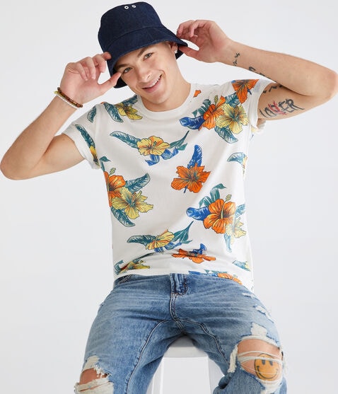 Hibiscus Print Graphic Tee Hibiscus Print Graphic Tee