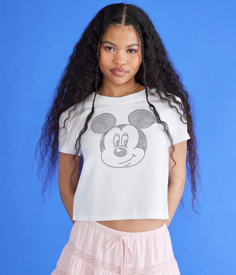 Mickey & Friends | Aero Rhinestone Mickey Mouse Cropped Vintage Fit Graphic Tee