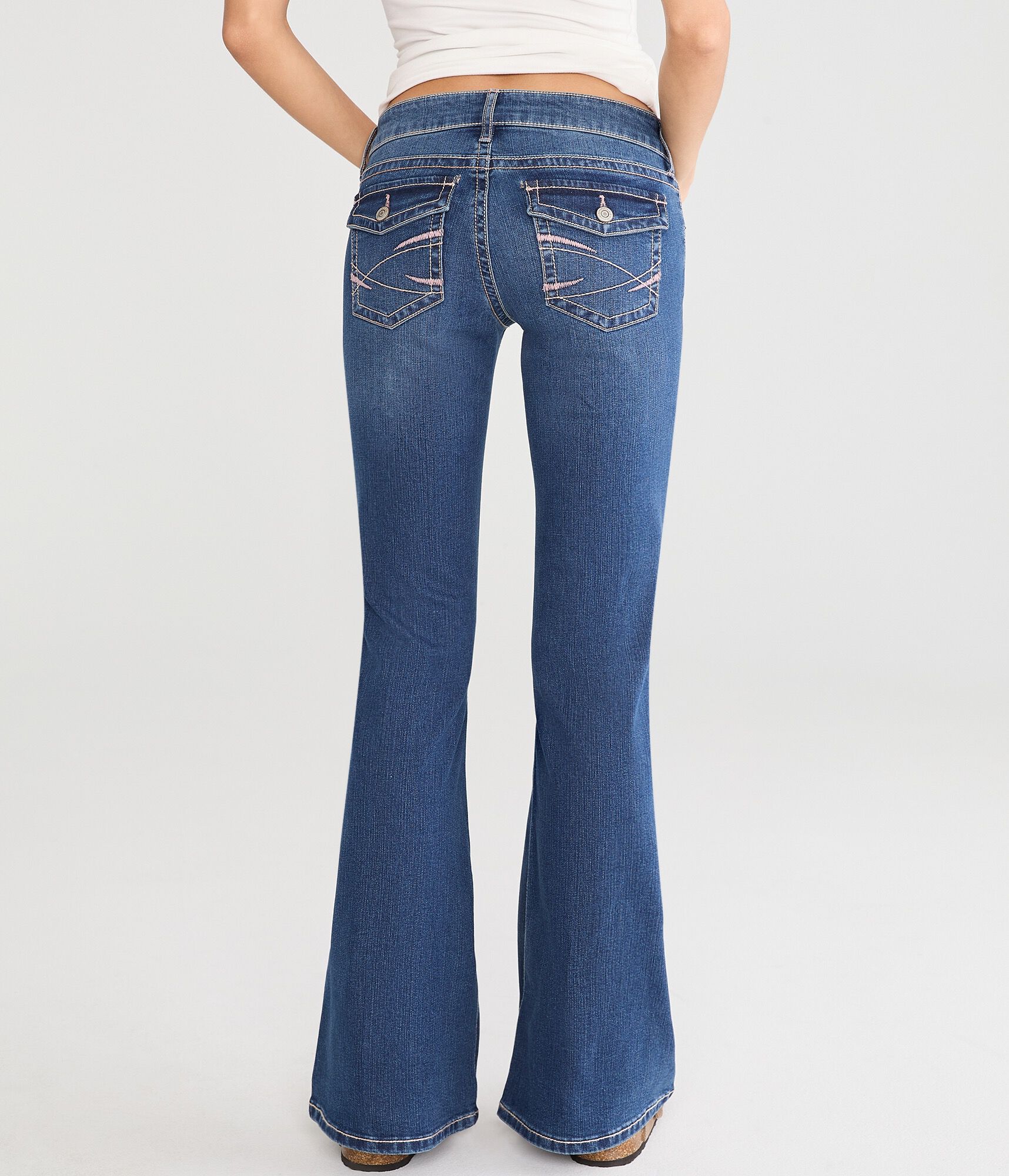 Super Low-Rise Flare Pocket Stitch Jean