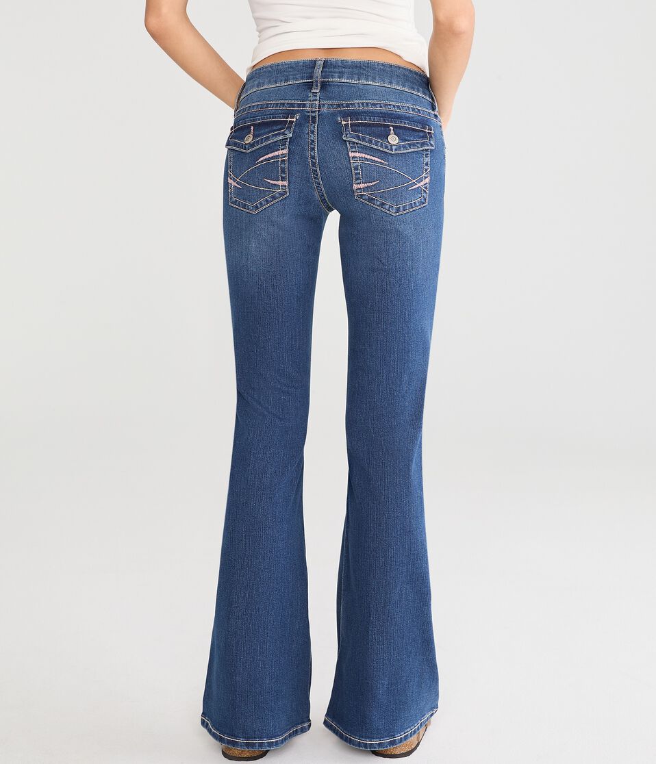 Super Low-Rise Flare Pocket Stitch Jean