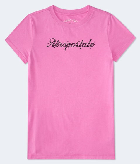 Aeropostale Script Glitter Graphic Tee Aeropostale Script Glitter Graphic Tee