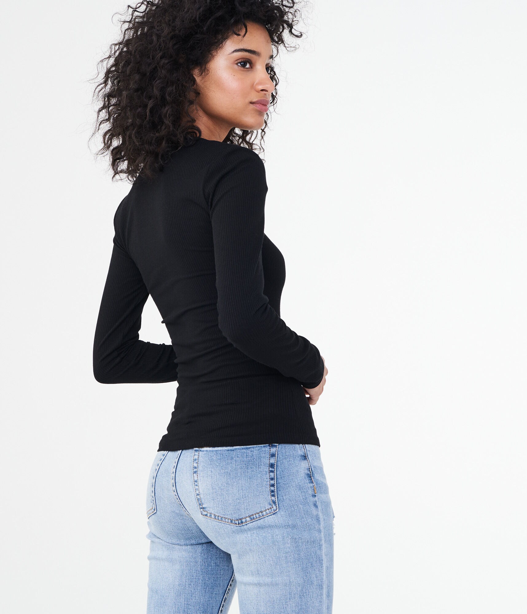 Long Sleeve Solid Square-Neck Bodycon Top