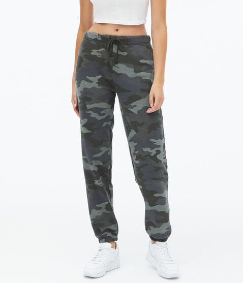 Camo Slouchy High-Rise Cinched Sweatpants***