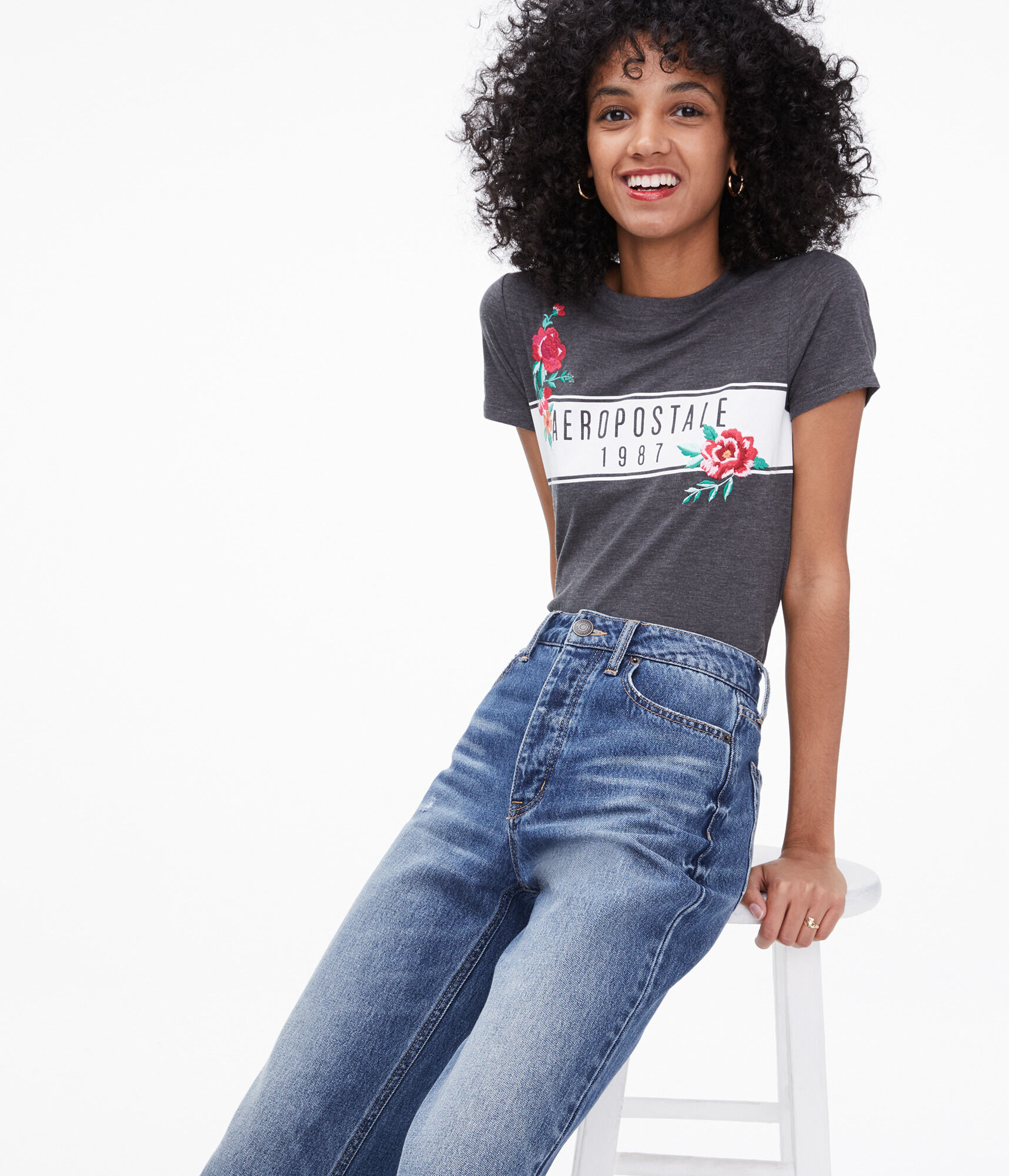 aeropostale embroidered jeans