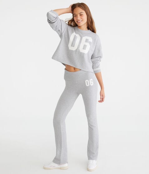 Flare Sports Jersey Fold-Over Sweater Pants Flare Sports Jersey Fold-Over Sweater Pants