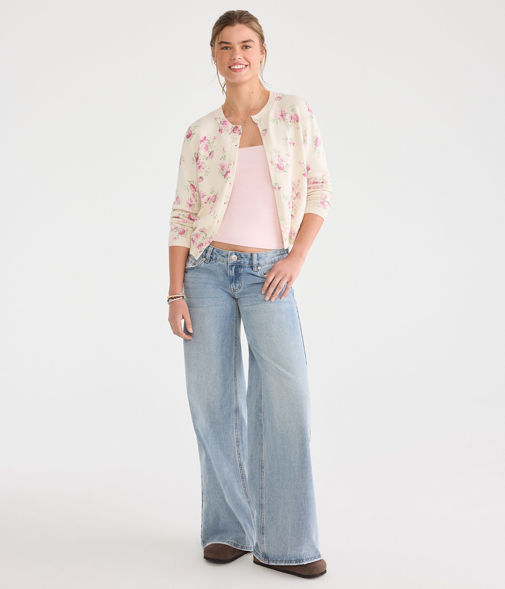 Floral Crew Cardigan