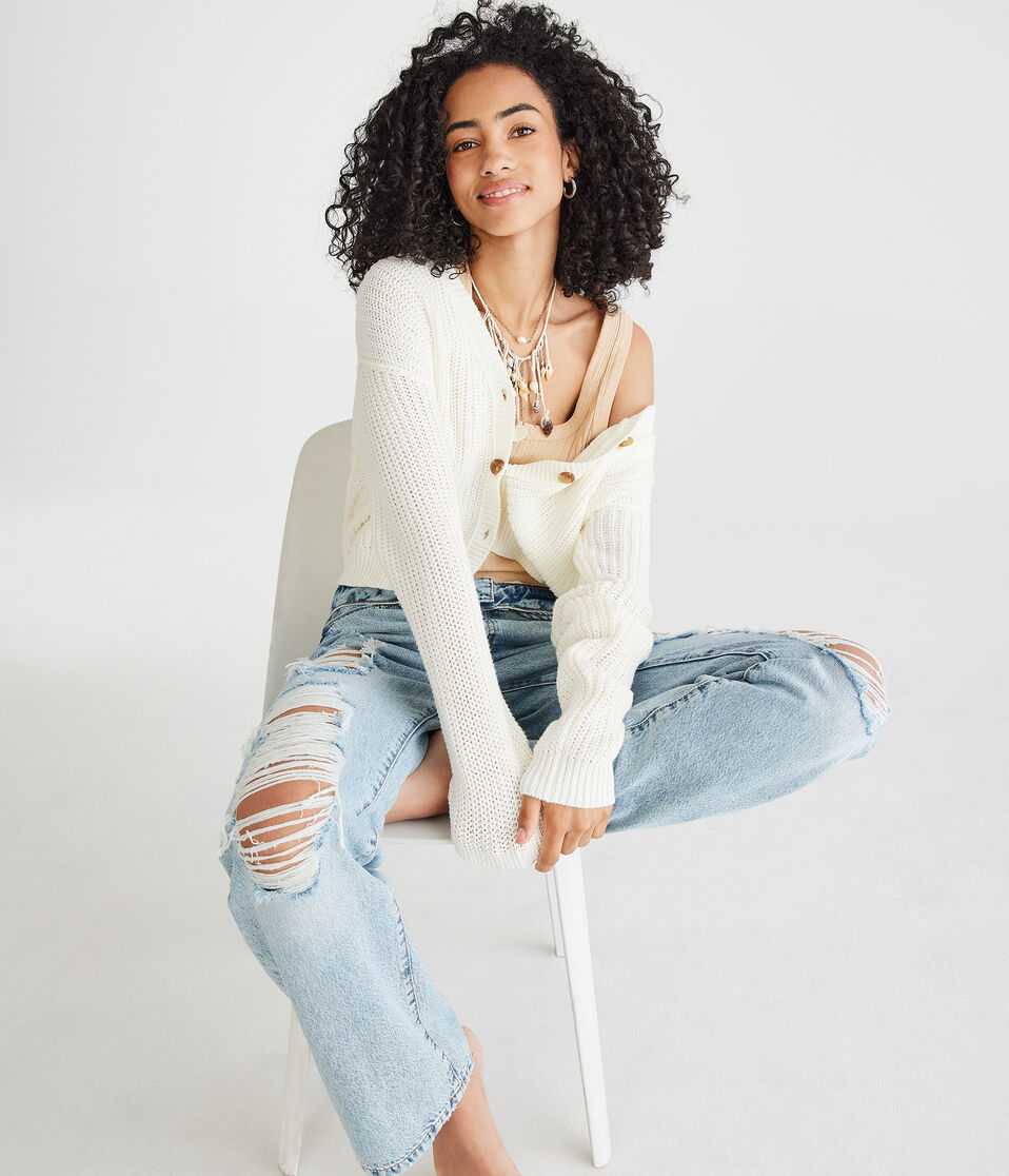 Long Sleeve Buttoned Shaker Cardigan