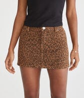 Leopard Print Denim Mini Skirt