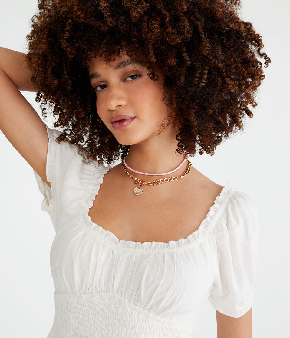 Solid Scoop-Neck Textured Dot Fit & Flare Dress