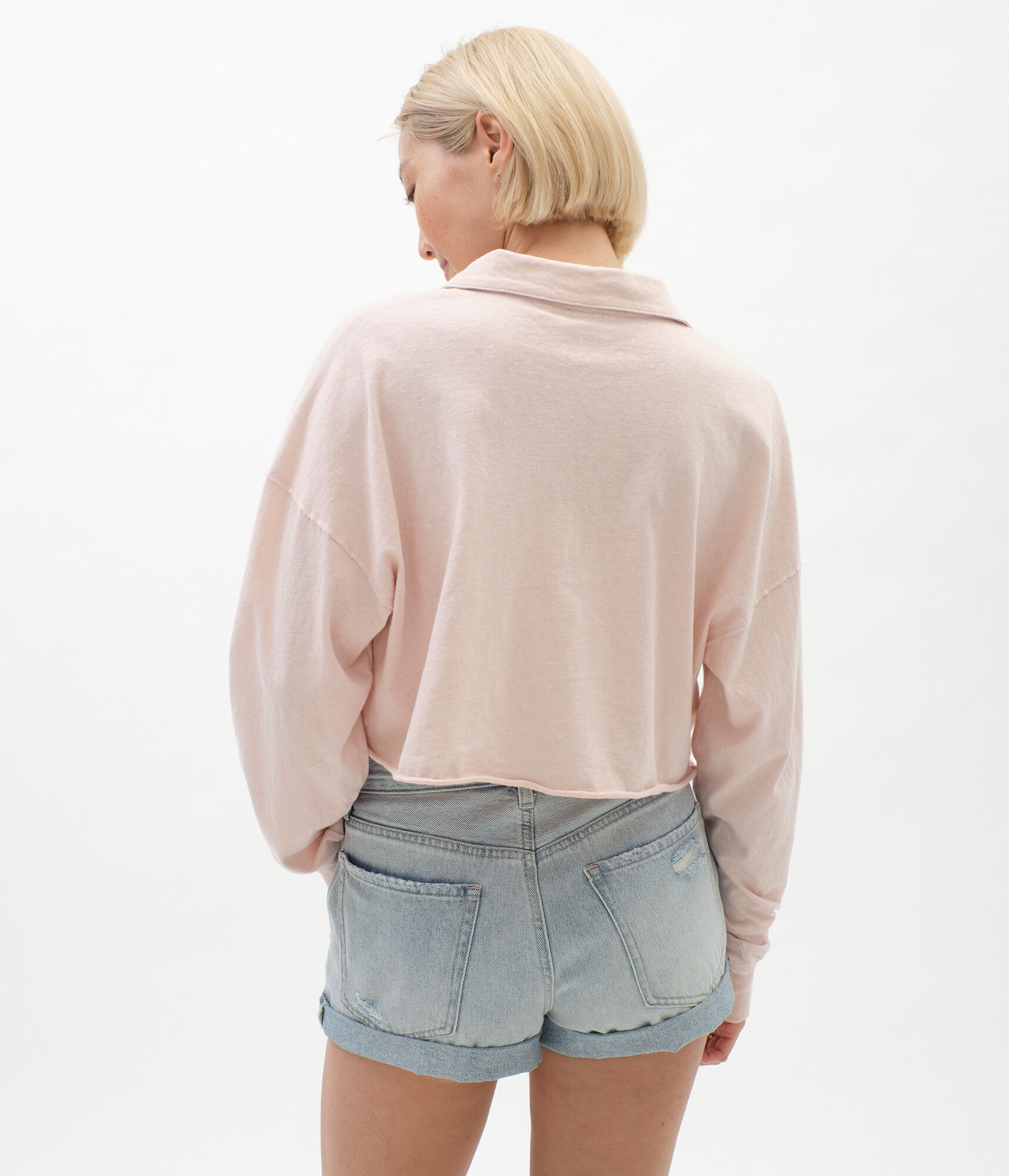 Long Sleeve Boxy Cropped Henley