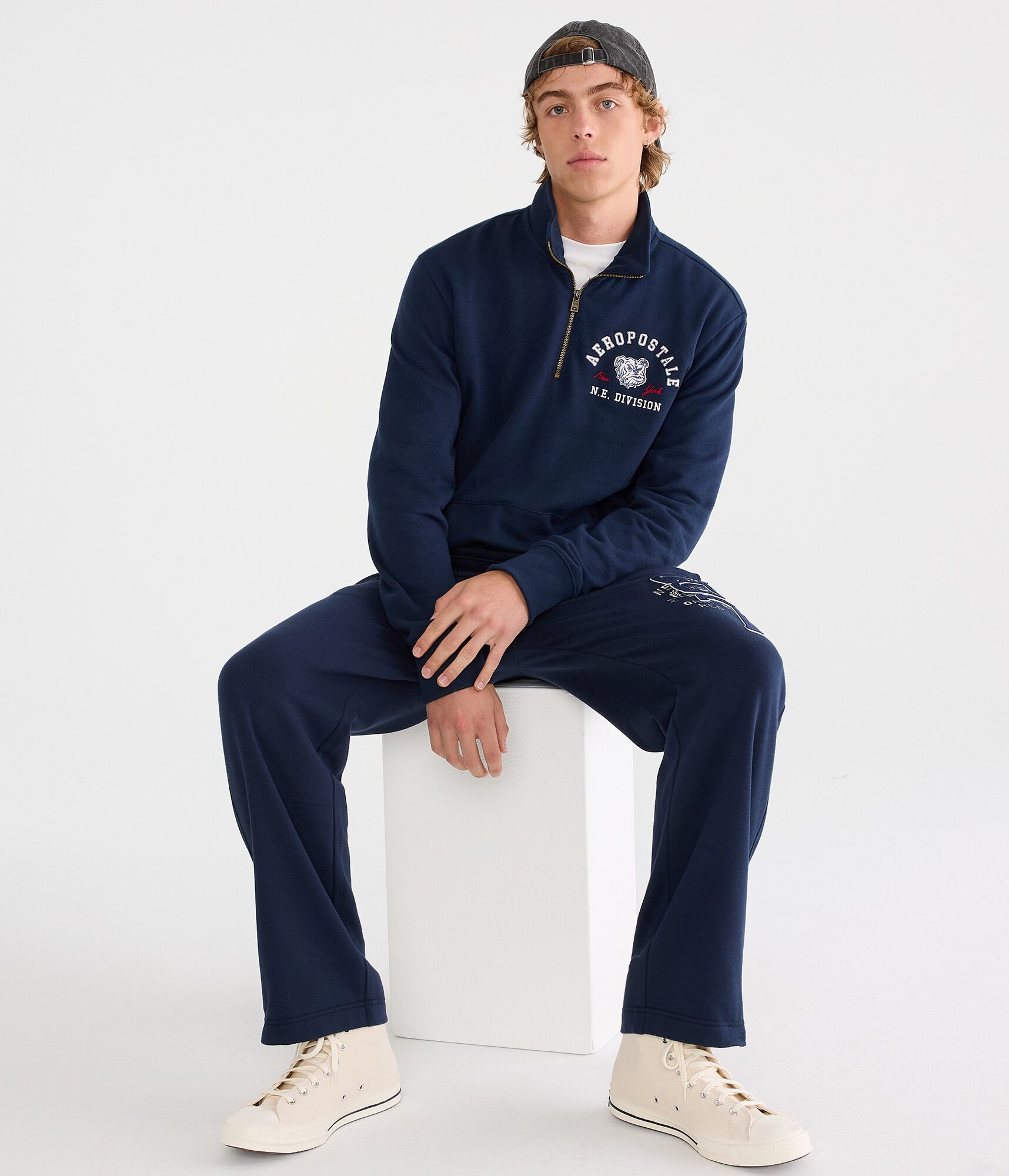Aeropostale Bulldog Heritage Quarter-Zip Sweatshirt