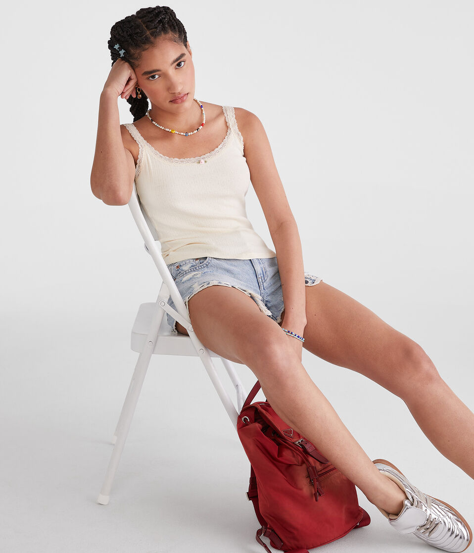 Pointelle Lace-Trim Cami