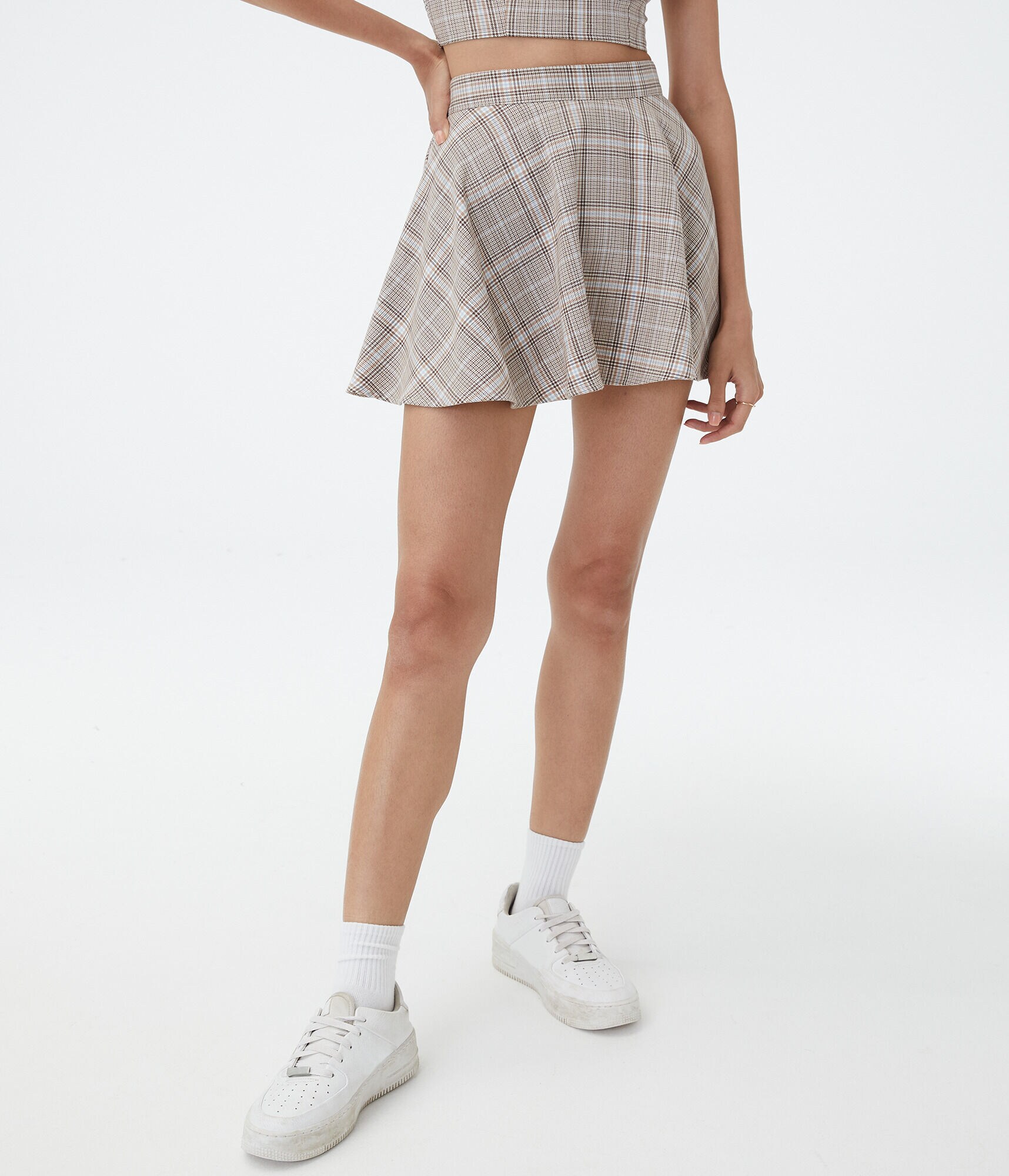 Plaid High-Waisted Circle Skirt