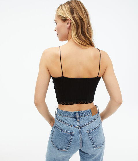 Seriously Soft Lace-Trim Cropped Bungee Cami