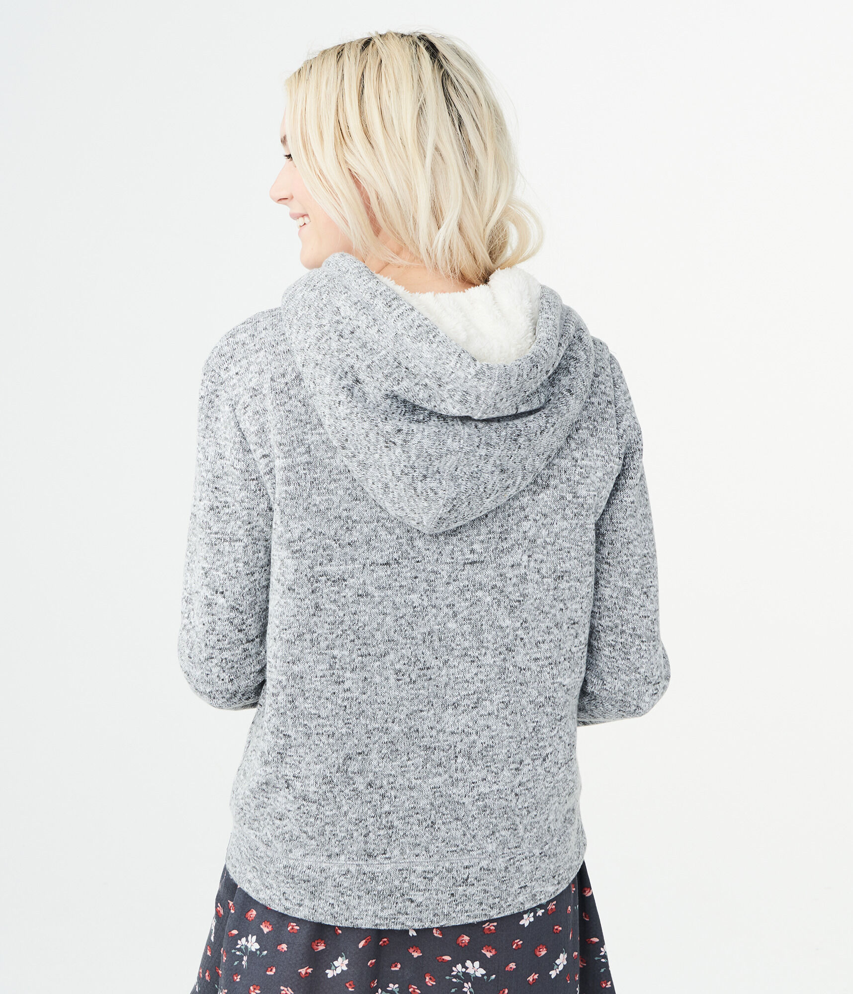 Marled Fleece-Lined Full-Zip Hoodie