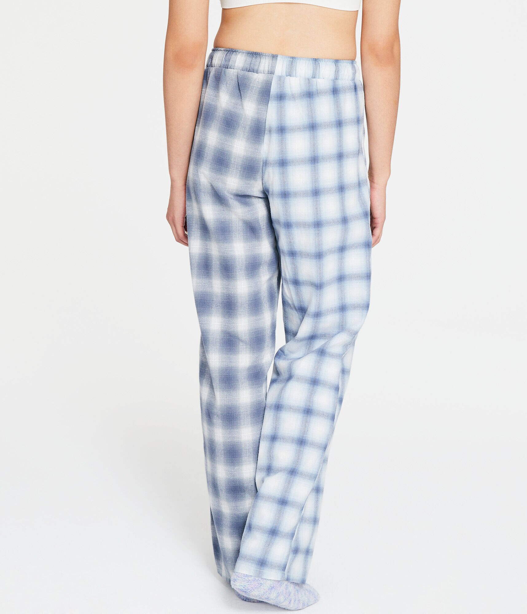 Mixed Plaid Mid-Rise Flannel Sleep Pants