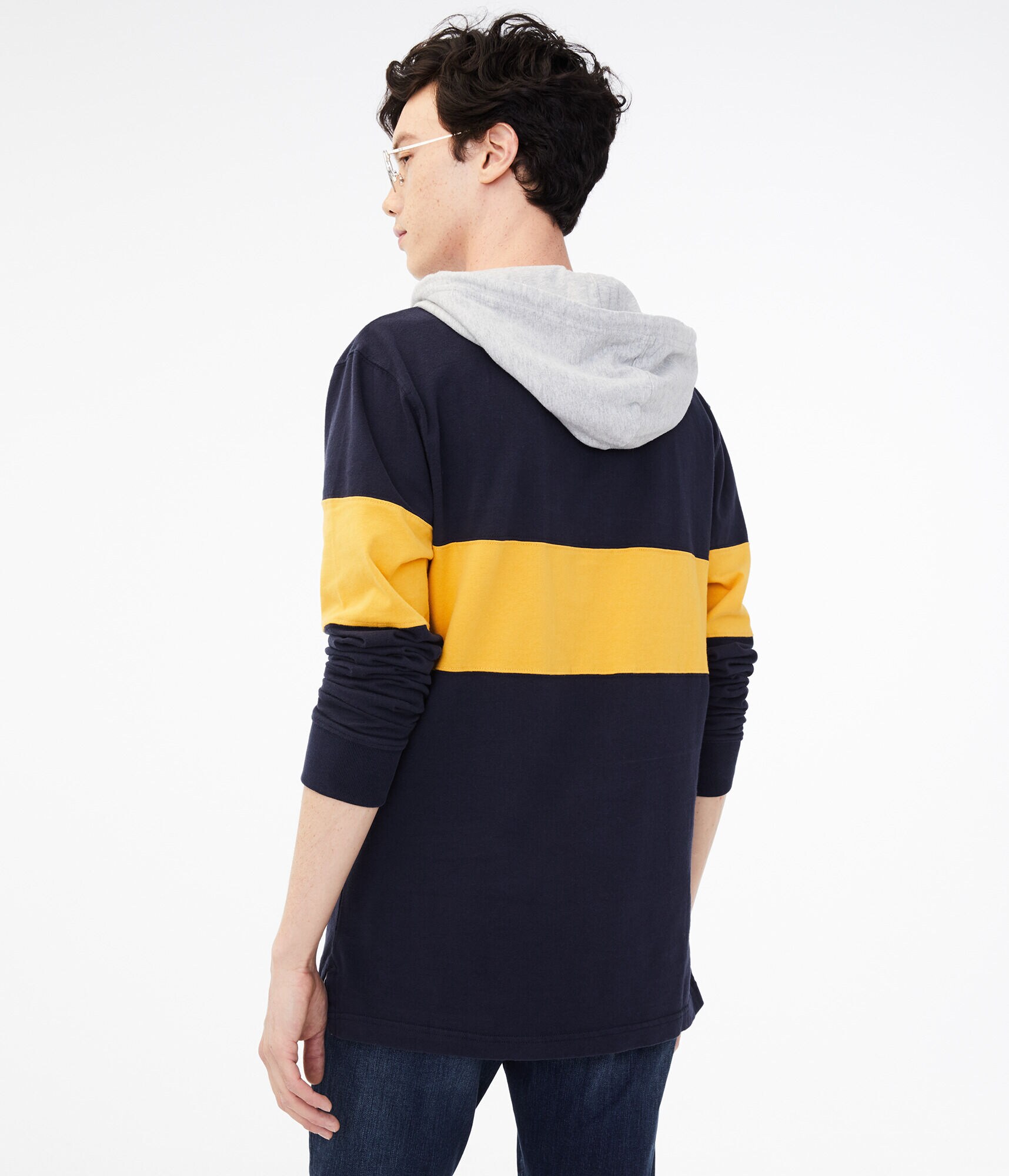 Long Sleeve Colorblock Hooded Rugby