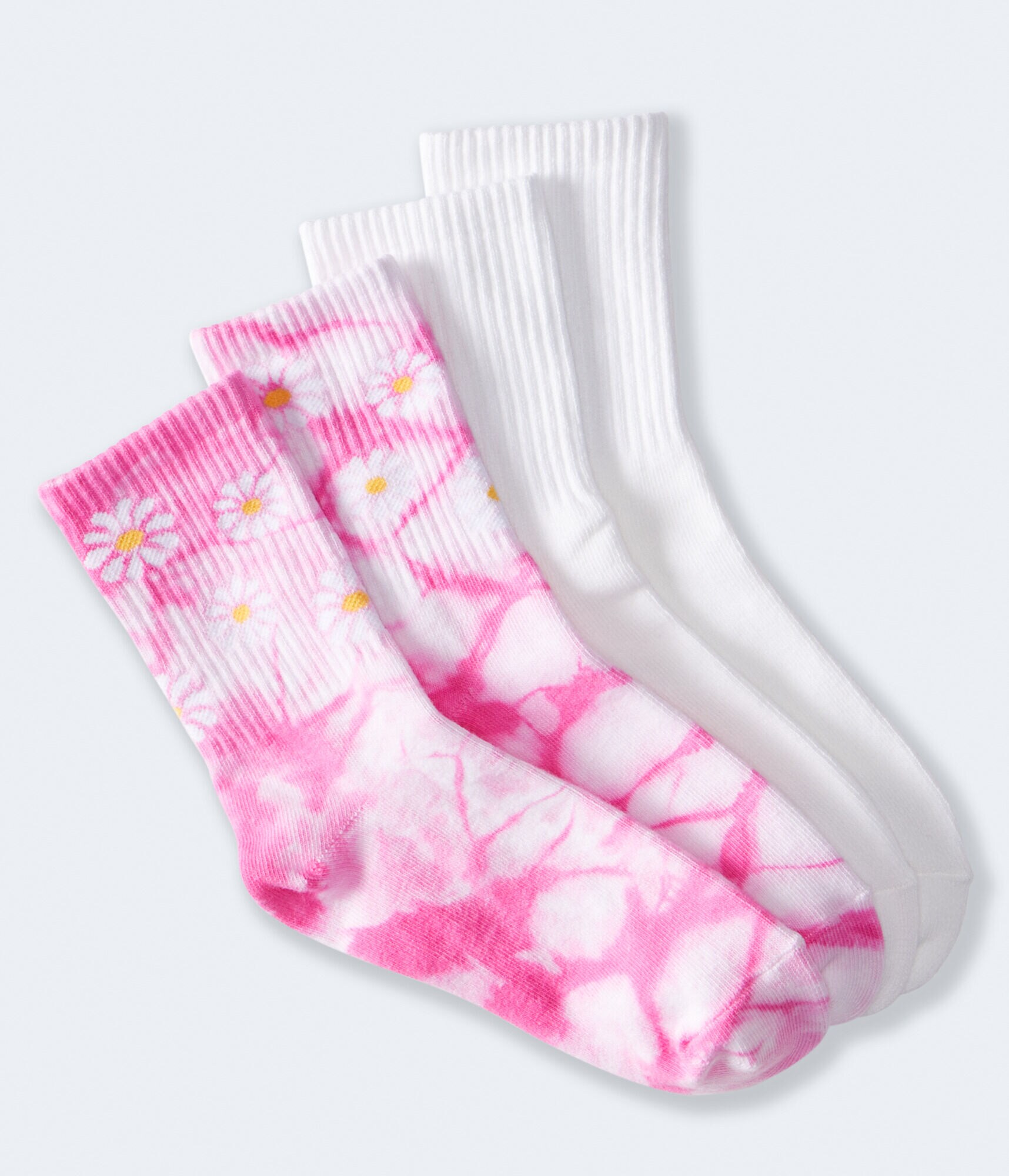 Daisy Tie-Dye &amp; Solid Crew Sock 2-Pack