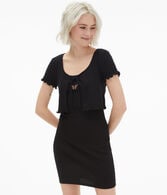 Short Sleeve Tie-Front Cropped Dress Cardigan