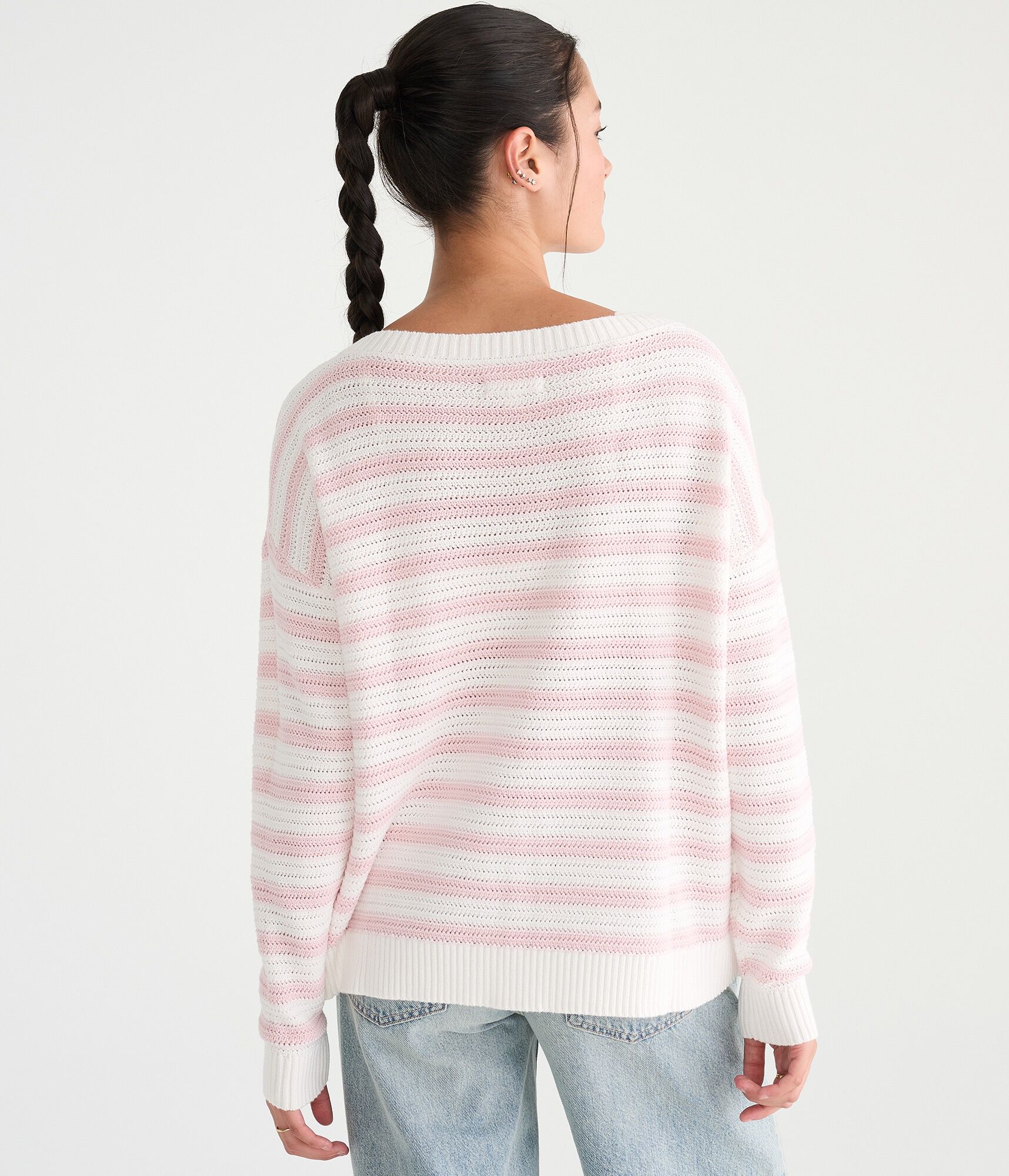 Striped Slouchy Crew Sweater