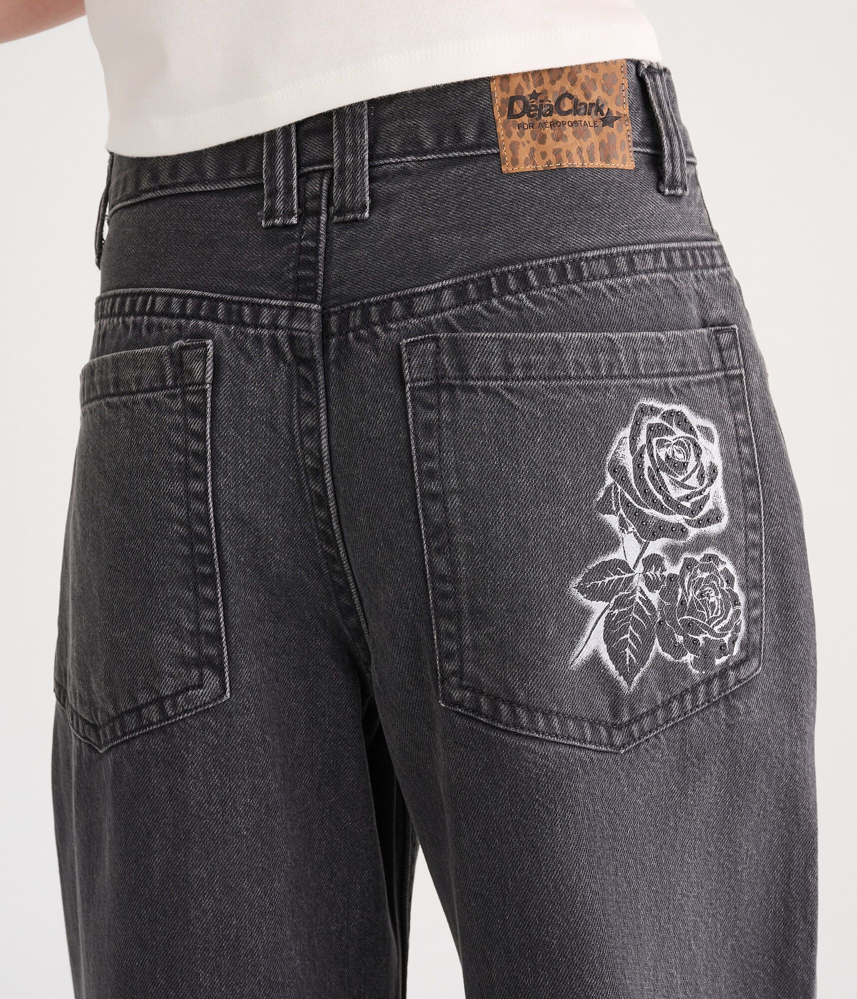 D&eacute;j&agrave; For Aero Low-Rise Super Baggy Rhinestone Rose Jean
