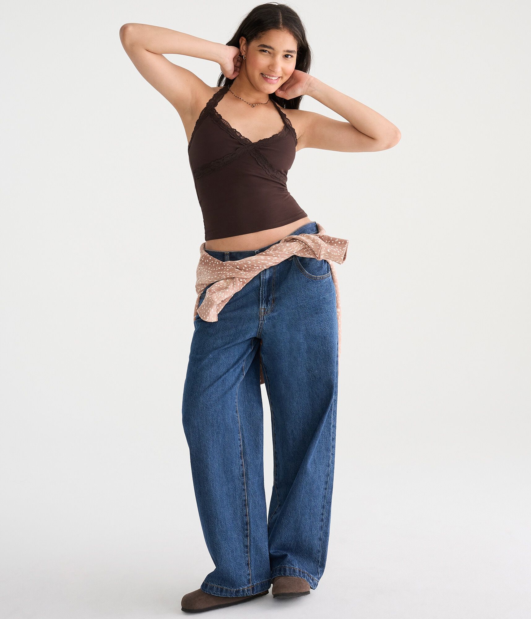 D&eacute;j&agrave; For Aero Lace V-Neck Halter Top
