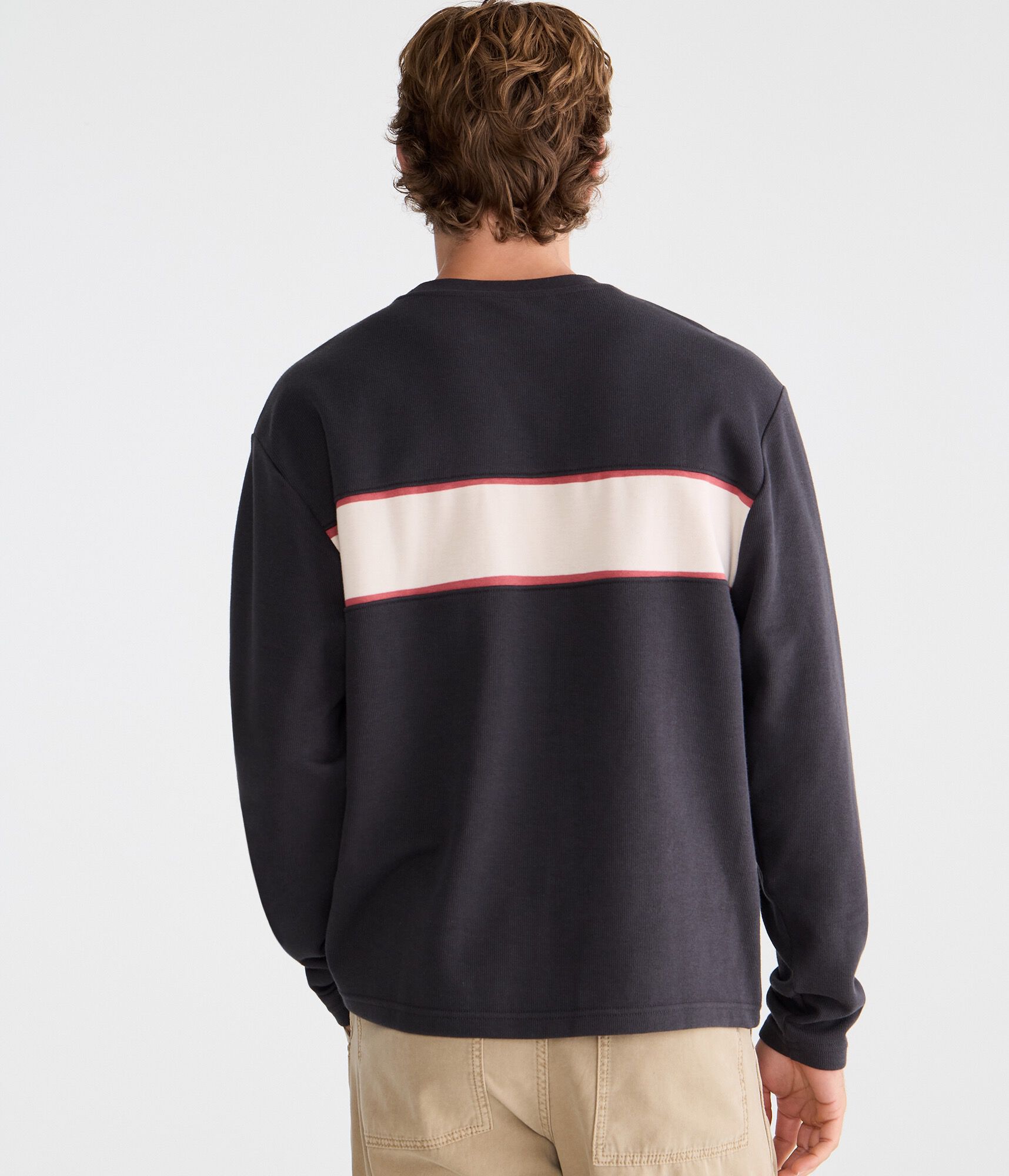 Long Sleeve Flat Stripe Rib-Knit Tee