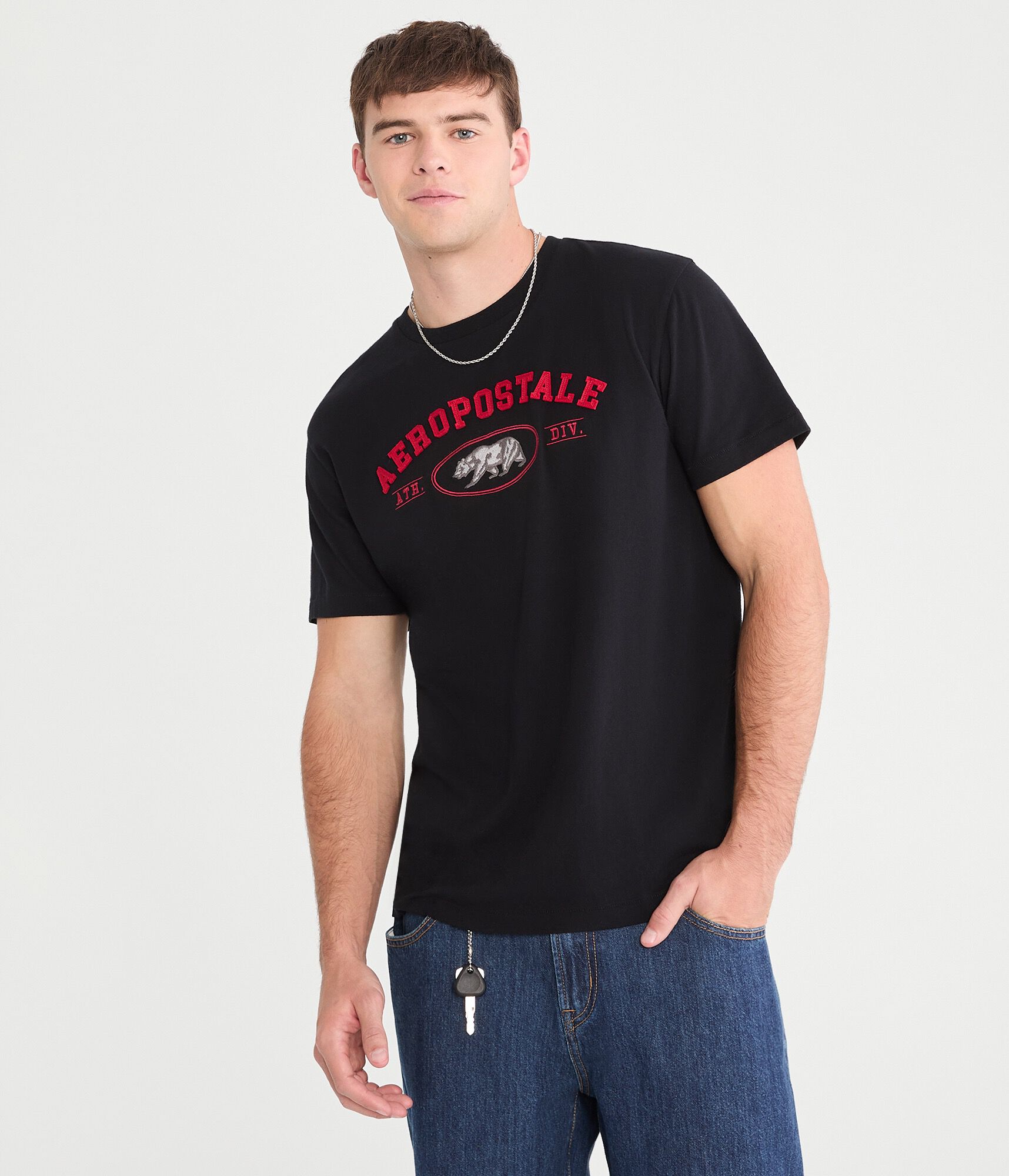 Aeropostale Cali Bear Appliqu&eacute; Graphic Tee