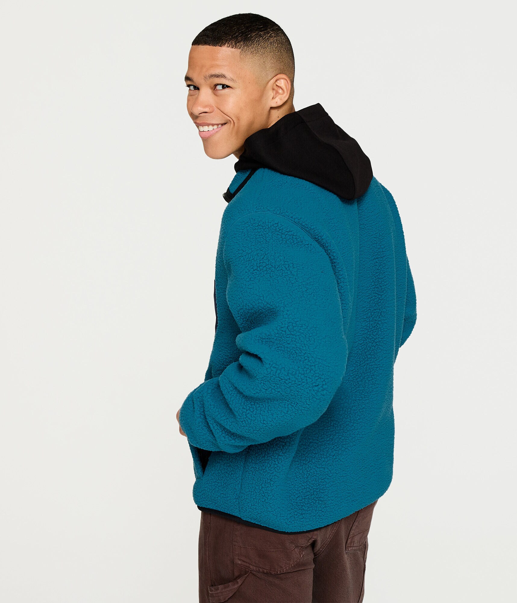 Sherpa Fleece Mock-Neck Jacket